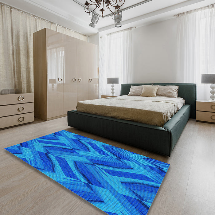 Patterned Blue Orchid Blue Rug in a Bedroom, pat779lblu