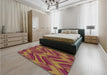 Patterned Bright Maroon Red Rug in a Bedroom, pat779org