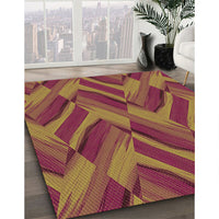 Patterned Bright Maroon Red Rug, pat779org