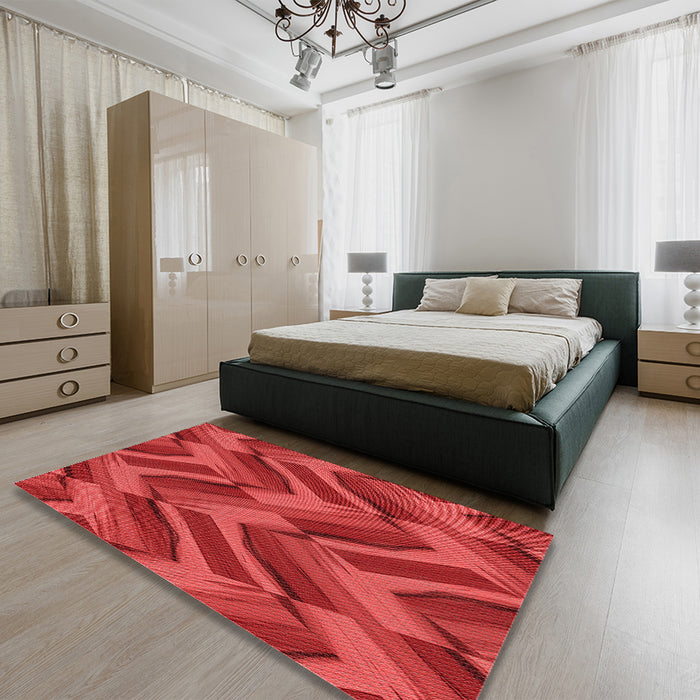 Patterned Red Rug in a Bedroom, pat779rd