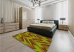 Patterned Pistachio Green Rug in a Bedroom, pat779yw