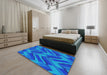 Machine Washable Transitional DeepSky Blue Rug in a Bedroom, wshpat779