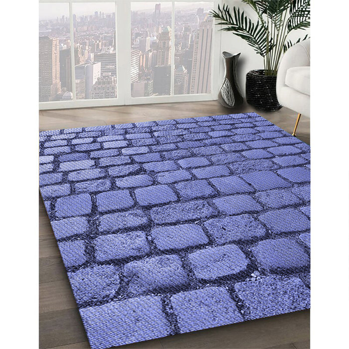 Patterned Sky Blue Rug in Family Room, pat780blu