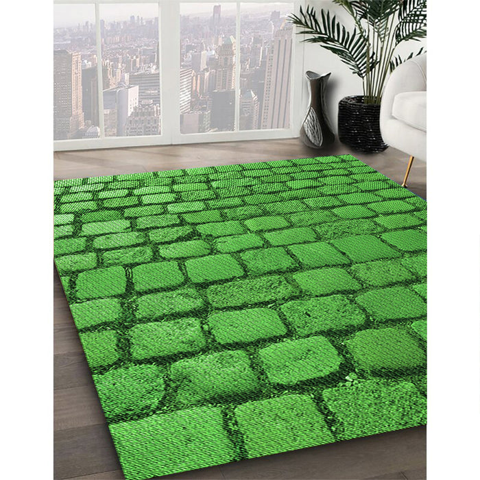 Patterned Green Rug in Family Room, pat780grn