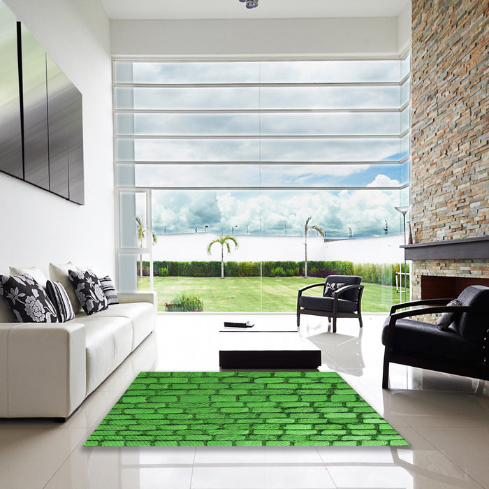 Machine Washable Transitional Green Rug in a Kitchen, wshpat780grn