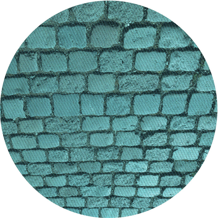 Square Patterned Turquoise Green Rug, pat780lblu