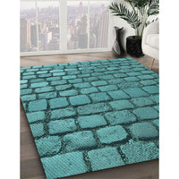 Patterned Turquoise Green Rug, pat780lblu