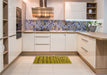 Patterned Yellow Rug in a Kitchen, pat780yw
