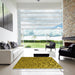 Machine Washable Transitional Yellow Rug in a Kitchen, wshpat780yw