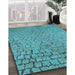 Machine Washable Transitional Dark Cyan Green Rug in a Family Room, wshpat781lblu