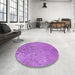 Round Patterned Purple Rug in a Office, pat781pur