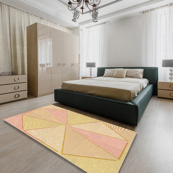 Patterned Orange Rug in a Bedroom, pat782org