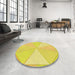 Round Patterned Yellow Rug in a Office, pat782yw