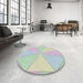 Round Machine Washable Transitional Dark Gray Rug in a Office, wshpat782