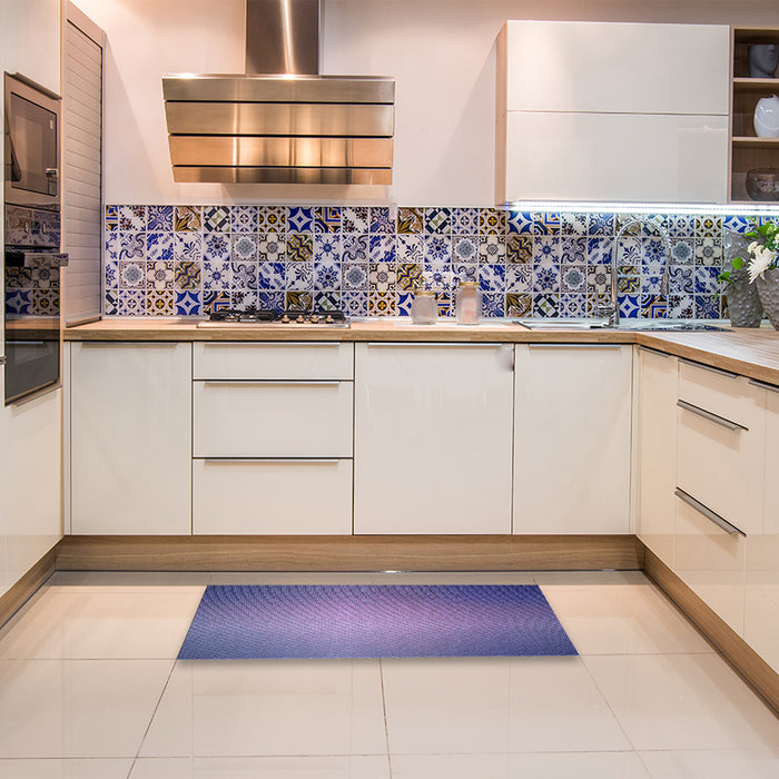 Patterned Deep Periwinkle Purple Rug in a Kitchen, pat783blu