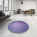 Round Patterned Deep Periwinkle Purple Rug in a Office, pat783blu