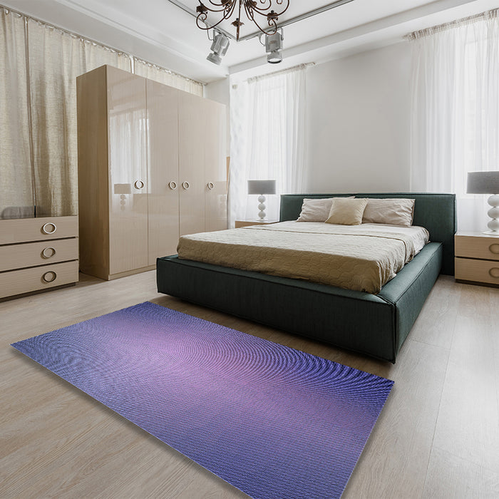 Patterned Deep Periwinkle Purple Rug in a Bedroom, pat783blu
