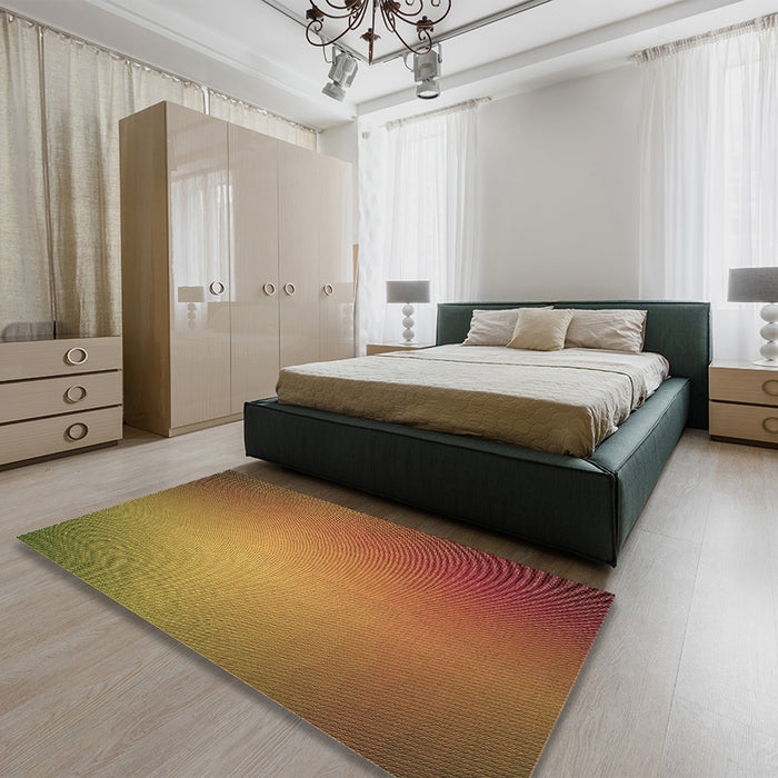 Patterned Caramel Brown Rug in a Bedroom, pat783brn