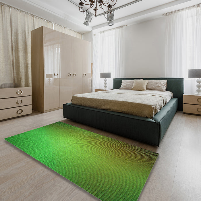 Patterned Seaweed Green Rug in a Bedroom, pat783grn