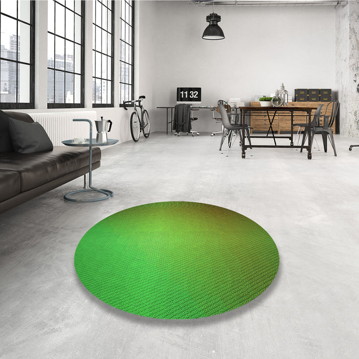 Round Patterned Seaweed Green Rug in a Office, pat783grn