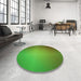 Round Patterned Seaweed Green Rug in a Office, pat783grn