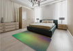 Patterned Green Rug in a Bedroom, pat783lblu