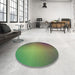 Round Patterned Green Rug in a Office, pat783lblu