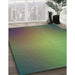 Patterned Green Rug in Family Room, pat783lblu