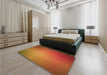 Patterned Neon Orange Rug in a Bedroom, pat783org