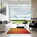 Square Patterned Neon Orange Rug in a Living Room, pat783org