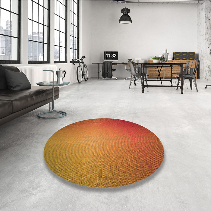Round Patterned Neon Orange Rug in a Office, pat783org