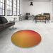 Round Patterned Neon Orange Rug in a Office, pat783org