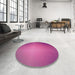 Round Patterned Neon Pink Rug in a Office, pat783pur