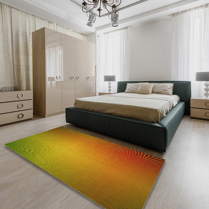 Patterned Mahogany Brown Rug in a Bedroom, pat783yw