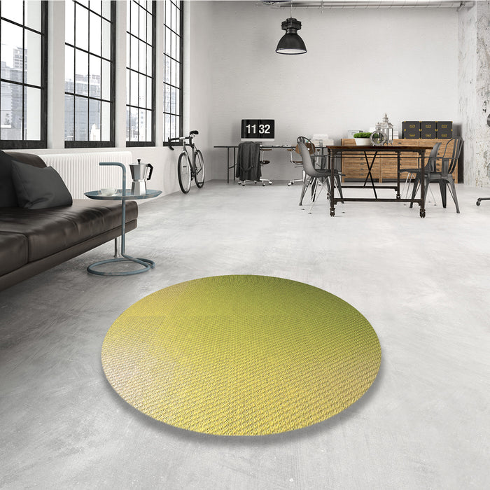 Round Patterned Dark Yellow Green Rug in a Office, pat784brn