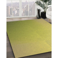 Patterned Dark Yellow Green Rug, pat784brn