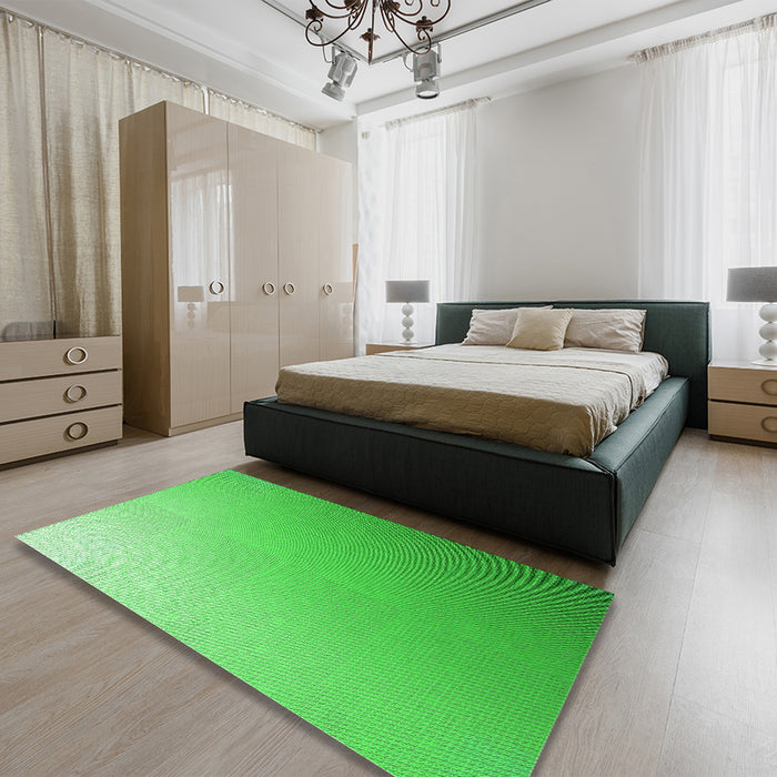 Patterned Neon Green Rug in a Bedroom, pat784grn