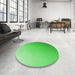 Round Patterned Neon Green Rug in a Office, pat784grn