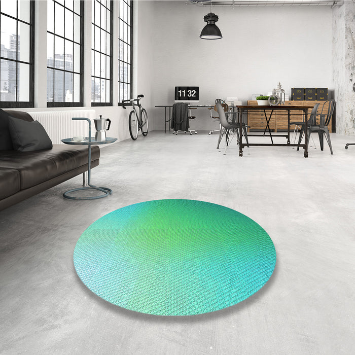 Round Patterned Medium Spring Green Rug in a Office, pat784lblu