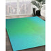 Machine Washable Transitional Medium Spring Green Rug in a Family Room, wshpat784lblu