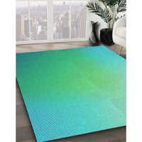 Patterned Medium Spring Green Rug, pat784lblu