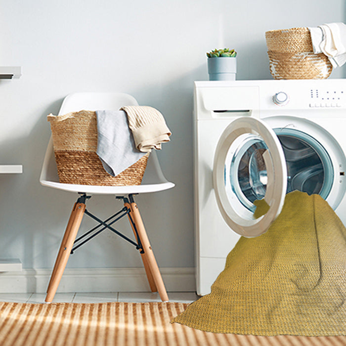 Machine Washable Transitional Saffron Yellow Rug in a Washing Machine, wshpat784org
