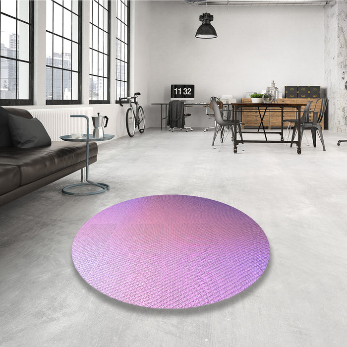 Round Patterned Violet Purple Rug in a Office, pat784pur