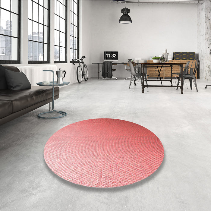 Round Patterned Light Coral Pink Rug in a Office, pat784rd