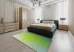 Patterned Green Modern Rug in a Bedroom, pat784