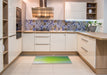 Patterned Green Modern Rug in a Kitchen, pat784