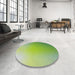 Round Machine Washable Transitional Green Rug in a Office, wshpat784