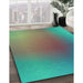 Machine Washable Transitional Light Sea Green Rug in a Family Room, wshpat785lblu