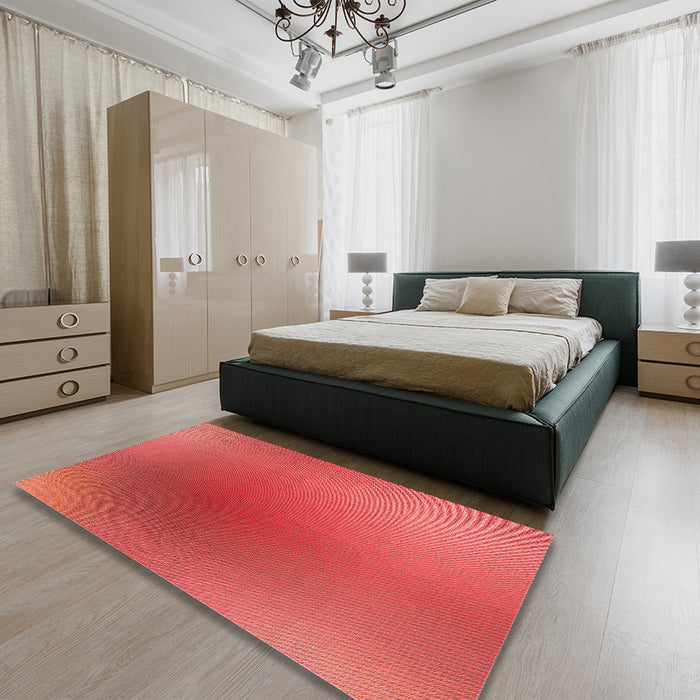 Round Machine Washable Transitional Red Rug in a Office, wshpat785rd
