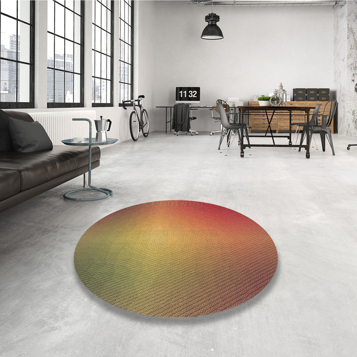 Round Patterned Red Rug in a Office, pat786brn